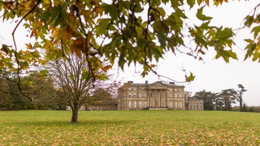 Exterior view of Mansion with autumnal tees surrounding, Attingham Park, Shropshire